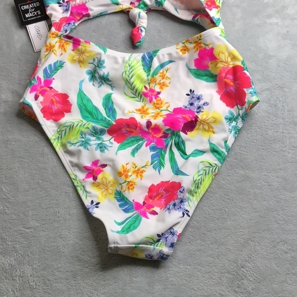 Salt + Cove Hibiscus Knot-Front One-Piece Swimsuit, Size Small New - Picture 8 of 12